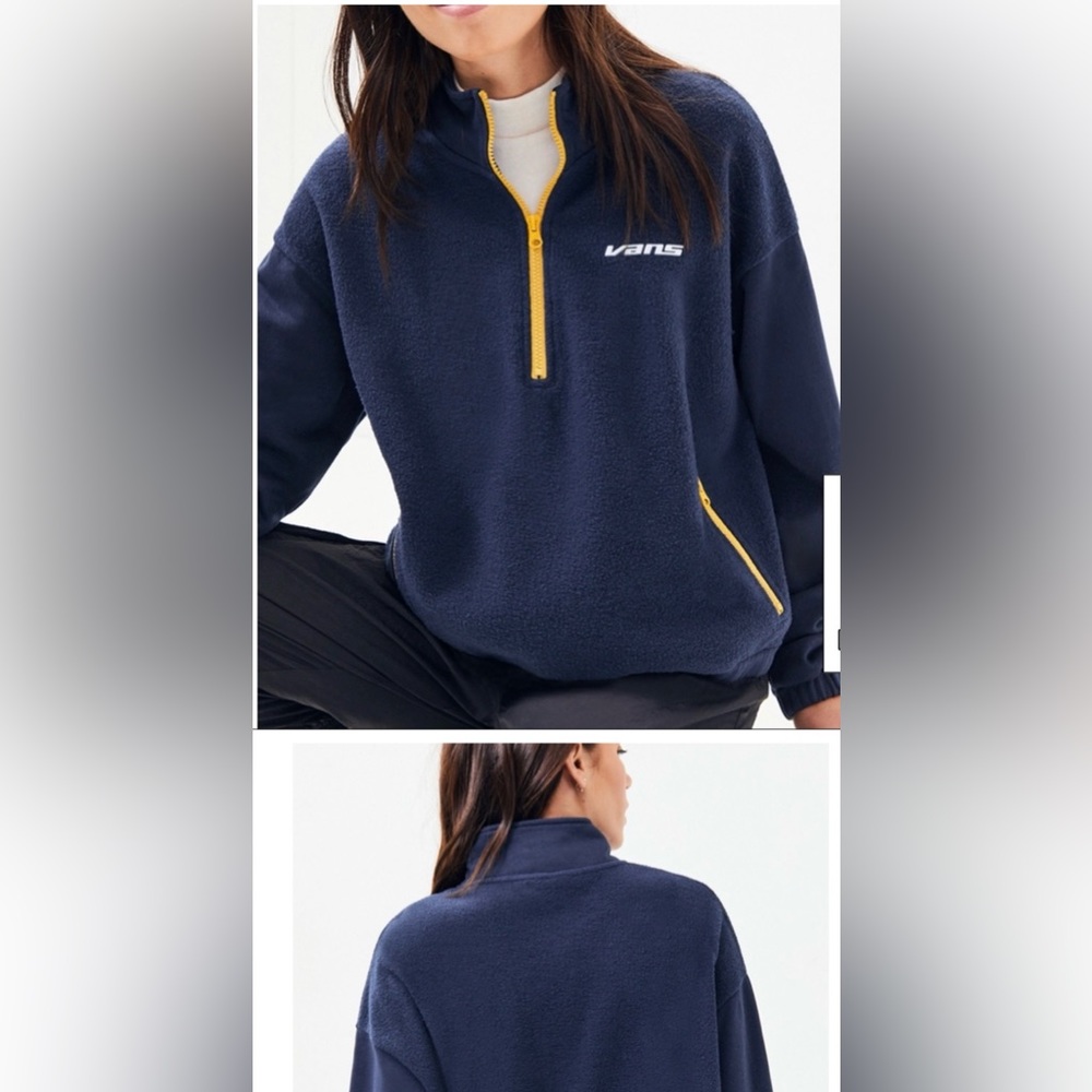 Vans womens Slider Half-Zip Navy & yellow